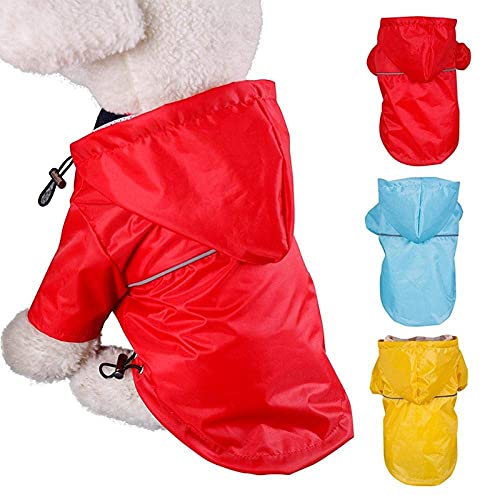 XHAEJ Impermeable reflectante de la PU del animal doméstico,Impermeable con capucha,Chaqueta impermeable al aire libre,Perro pequeño grande perro-amarillo-L