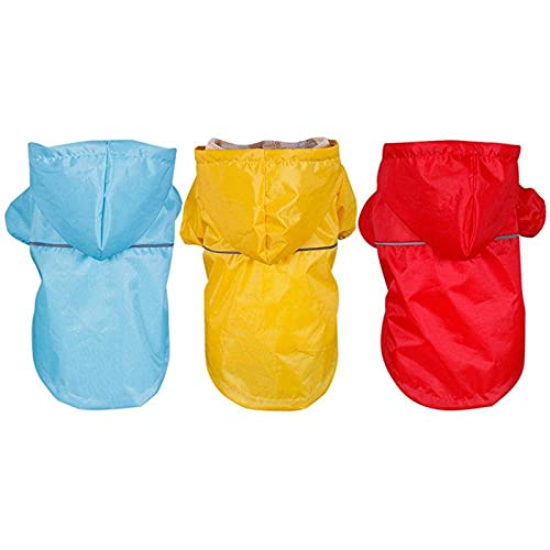 XHAEJ Impermeable reflectante de la PU del animal doméstico,Impermeable con capucha,Chaqueta impermeable al aire libre,Perro pequeño grande perro-amarillo-L