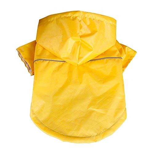 XHAEJ Impermeable reflectante de la PU del animal doméstico,Impermeable con capucha,Chaqueta impermeable al aire libre,Perro pequeño grande perro-amarillo-L