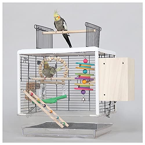 XIAOSAKU Casa de Ave a Gran Escala Jaula de pájaros Metal Loro Interactivo Jaula con Caja de cría y Jaula de Aves, Usado para myna Loro Canario Amor pájaro Viento Negro Loro (Color : A)