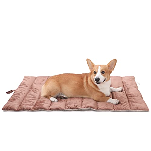 XIAPIA Cama Perro Grande, Cama Interior/Exterior para perros Pequeños y Medianos, Manta Perro Plegable, Colchón Antipelo y Suave para Perros y Gatos, 110 x 68 cm, Marrón