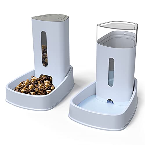 XIAPIA Dispensador Nuevo de Comida Agua para Mascotas, Comedero Automático para Perros/Gatos, Bebedero Automático con Filtro, Set de Iniciación para Cachorros Gatitos, 3.8L x 2