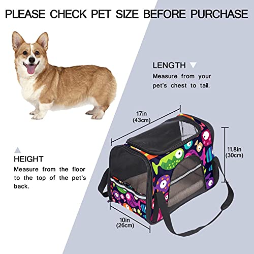 Xingruyun Transportín Perro Gato Dibujos Animados de Peces de Colores Bolsa de Transporte Plegable para Mascotas Transpirable Portador de Viaje para Perro y Gato 43x26x30 cm