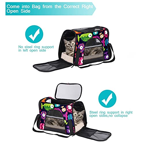 Xingruyun Transportín Perro Gato Dibujos Animados de Peces de Colores Bolsa de Transporte Plegable para Mascotas Transpirable Portador de Viaje para Perro y Gato 43x26x30 cm