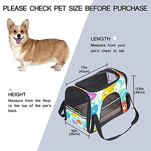 Xingruyun Transportín Perro Gato Océano de Peces Bolsa de Transporte Plegable para Mascotas Transpirable Portador de Viaje para Perro y Gato 43x26x30 cm