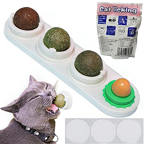 XiXiRan Bola de Hierba Gatera, Juguetes de Bolas de Hierba Gatera, Bolas de Hierba Gatera Naturales, Giratorio Catnip Bolas, Juguetes para Gatos con Hierba Gatera 4 en 1, para Gatos, Color Blanco