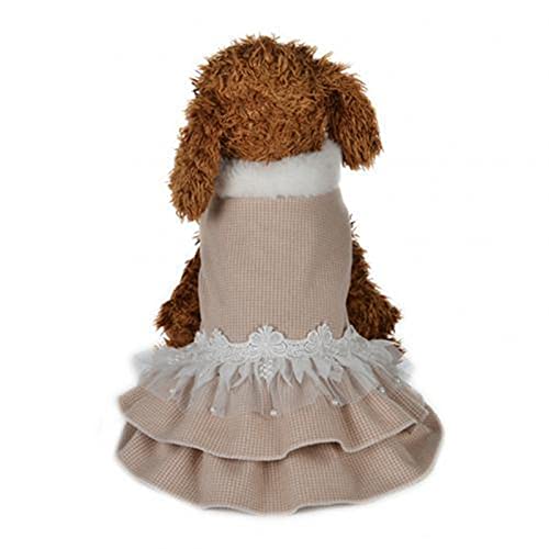 XNBZJ Linda Ropa De Perrito De Perrito De Perro De Invierno Vestido De Encaje Vestido De Vestir Suave Abrigo Vestido De Ropa para Niños Pequeños (Color : Beige, Size : S)