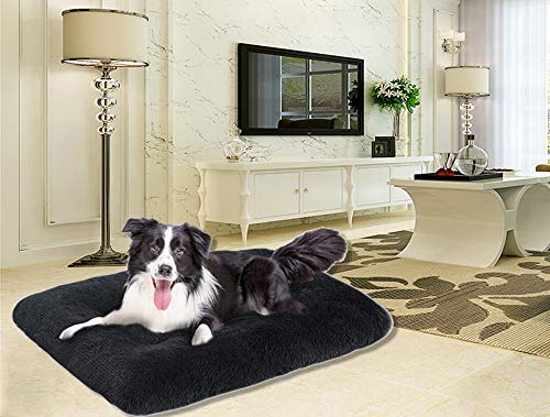 Xpnit Alfombrilla de colchón con funda con cremallera, suave y lavable, cojín para cama para mascotas para perros pequeños, medianos y grandes (XXL-120 x 90 x 10 cm, gris oscuro)