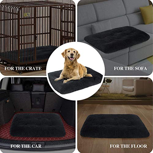 Xpnit Alfombrilla de colchón con funda con cremallera, suave y lavable, cojín para cama para mascotas para perros pequeños, medianos y grandes (XXL-120 x 90 x 10 cm, gris oscuro)