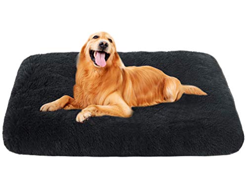 Xpnit Alfombrilla de colchón con funda con cremallera, suave y lavable, cojín para cama para mascotas para perros pequeños, medianos y grandes (XXL-120 x 90 x 10 cm, gris oscuro)