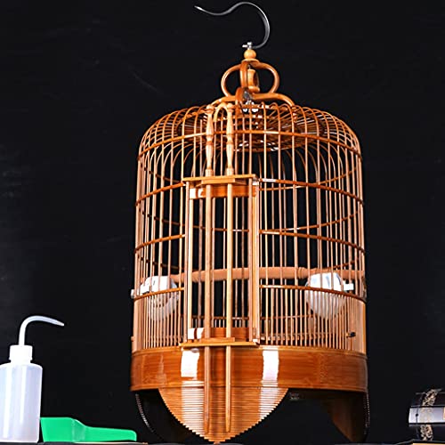 XQWERJ Bird Cage Pet Parrot Bamboo Handmade Bird Cage Double Door Bird Cage Portable Bird Cage Can Be Hanged Outdoors (Brown 36 * 36 * 62cm)