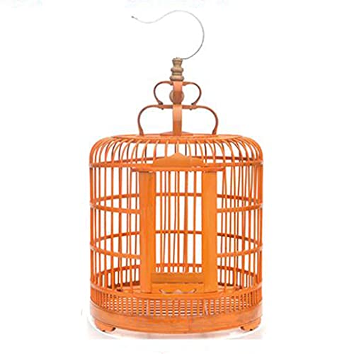 XQWERJ Bird Cage Pet Parrot Large Bamboo Parrot Bird Cage Handmade Canary Cage Hanging Canary Birdcage Double Door Design Birdcage (Orange(A) 33 * 47cm)