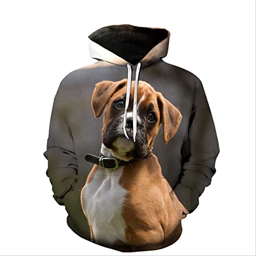 XRHDYF 3D Estampado Sudadera con Capucha Moda Animal Schnauzer Perro 3D Impresión con Capucha Hombres Mujeres Casual Mascota Perro Abrigo con Capucha Divertidas Sudaderas Chaqueta Negra Asian Size