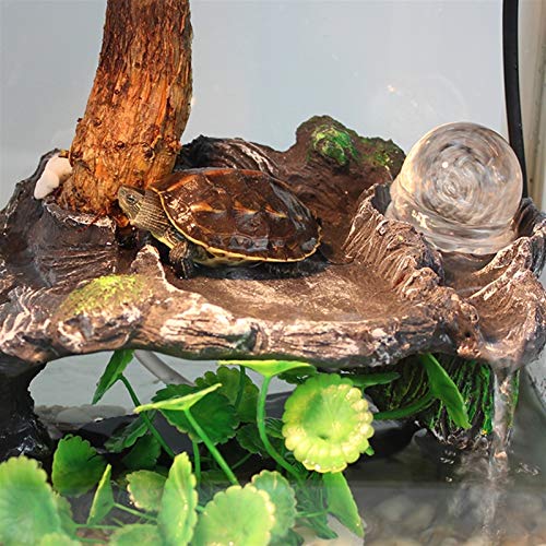 Xu-pet Tortuga Grande dedicado Depósito de Agua, portátil Vaso Agua Alimentación terrario, Familia con terraza Rana pez de Colores Villa (Size : 39.5 * 28.5 * 32.5cm)