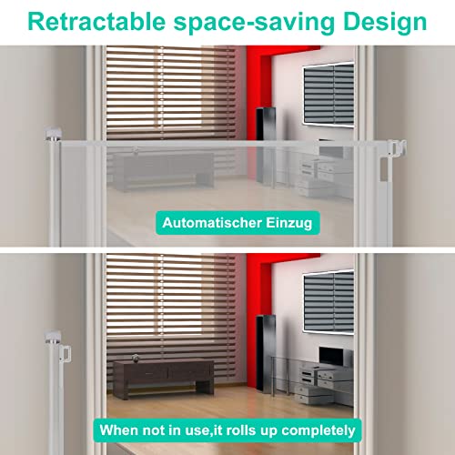 XUKOOM Extensibles Barrera Seguridad Niños - Puerta Seguridad Bebé 0-180cm Barrera Seguridad Nños y Perros,Retráctil Vallas para Escaleras y Pasillos,Interiores y Exteriores (Blanco)