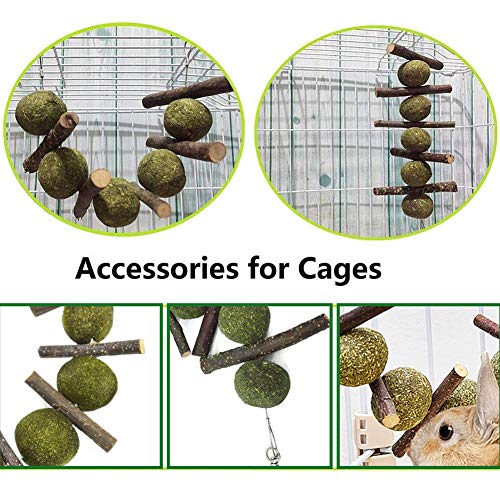 XYDZ 2PCS Juguete para Masticar Conejo, Palo de Natural Manzana Palos de Madera Hierba Natural Bola para Juguete para Moler Dientes para Conejo Hámster Loro Chinchillas Cobayas Gerbos Ratas Masticar