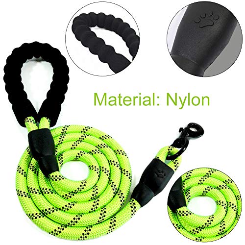 XYDZ Correa para Perro con Empuñadura Cómoda & Luz Altamente Reflectante Correa para el Perro Nylon Ajustable para Perro Fuerte de 1,5 m Correas de Perros Grandes y Medianas - Verde