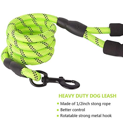 XYDZ Correa para Perro con Empuñadura Cómoda & Luz Altamente Reflectante Correa para el Perro Nylon Ajustable para Perro Fuerte de 1,5 m Correas de Perros Grandes y Medianas - Verde