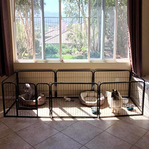 Yaheetech 8pcs Valla para Perros Paneles Metálica para Animales Pequeños Corral Plegable para Mascotas 80x60cm