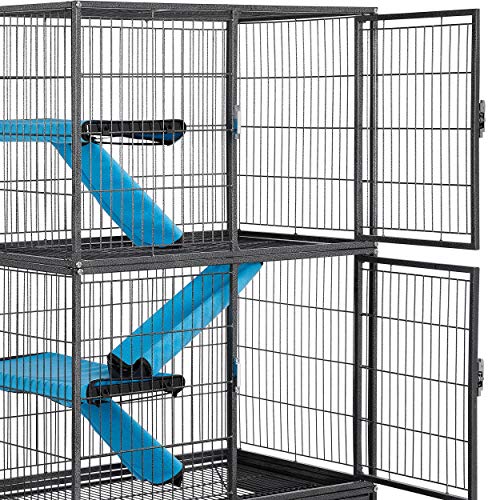 Yaheetech Grande Jaula Hamster con Ruedas Jaula Chinchilla Separados Jaula de Dos Pisos para Cobaya Hurones Casa para Ratoncillos Roedores 137x78x51cm (Negro)