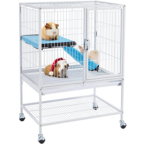 Yaheetech Jaula para Roedores con Ruedas Un Piso Jaula Hámster Metal 61x42,5x85,5cm Casa para Conejo Hurones Chinchillas Animales Pequeñas Blanco