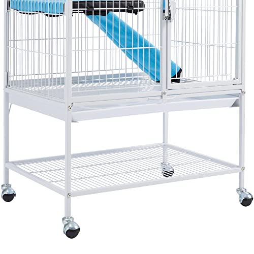 Yaheetech Jaula para Roedores con Ruedas Un Piso Jaula Hámster Metal 61x42,5x85,5cm Casa para Conejo Hurones Chinchillas Animales Pequeñas Blanco