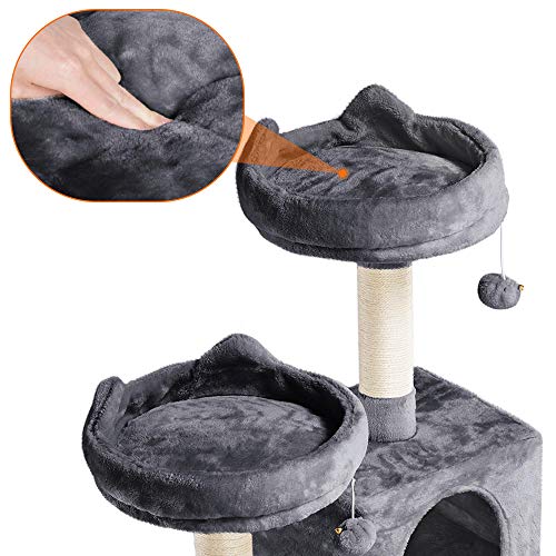 Yaheetech Rascador para Gatos de 158 cm Grande Arbol para Gatos Adultos Torre de Gatos Casita Juego para Mascota Gris Oscuro