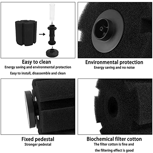 Yakobst 2 Piezas Acuario Filtro Esponja, Filtro Acuario, Filtro Esponja Acuario, Filtro de Pecera, Filtro de Esponja Bioquímica, Filtro de Esponja Adecuado para Acuarios Domésticos (Negro)