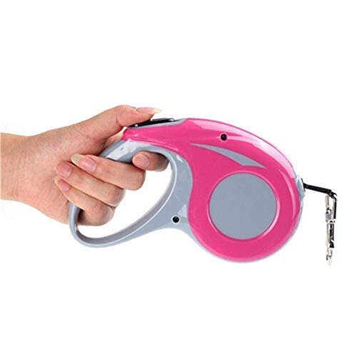 YANODA Sin Enredo Correa Retráctil De La Cinta De Nylon Reflectante For Caminar Pequeños Perros De Raza Mediana Grande Extendibles For Mascotas Correas (Color : Rose, Size : 5 M)