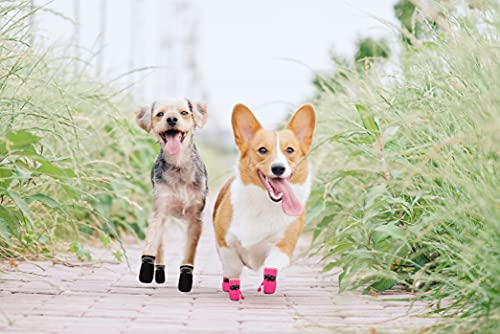 YAODHAOD Zapatos de Perro, Protectores de Patas de Perro, cálidos, cómodos, con Suela Suave, Antideslizantes, con Correas Reflectantes, para Perros pequeños (Tamaño 3: 3,8 x 3,3 cm, Rosado)