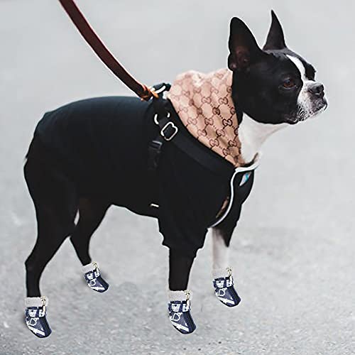 YAODHAOD Zapatos para Perros, Protector de Patas de Invierno cálido, Botas de Nieve Resistentes, Zapatos Antideslizantes para Cachorros (Estrellas Blancas, 2)