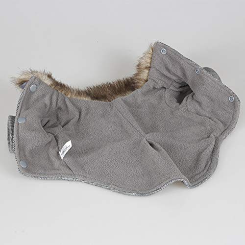 YAOTT Abrigo de Invierno para Perros Chaleco Forro Polar de Estilo Británico con Cuello de Piel Chaqueta para Clima Frío Ropa de Perro Cálido para Mascotas pequeñas y Medianas Espesador Gris M