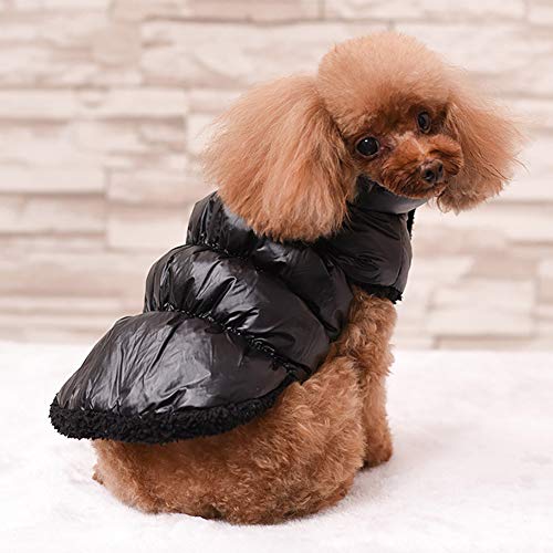 YAOTT Chaleco para Perros con Forro Polar, Chaqueta Impermeable de Plumas Abrigo de Invierno Cálido, Resistente al Viento, para Perritos Gatos, Mascotas, Yorkshire, Chihuahua Negro XXL