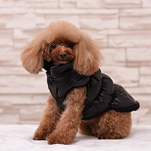 YAOTT Chaleco para Perros con Forro Polar, Chaqueta Impermeable de Plumas Abrigo de Invierno Cálido, Resistente al Viento, para Perritos Gatos, Mascotas, Yorkshire, Chihuahua Negro XXL