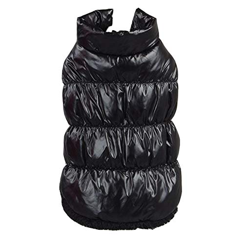 YAOTT Chaleco para Perros con Forro Polar, Chaqueta Impermeable de Plumas Abrigo de Invierno Cálido, Resistente al Viento, para Perritos Gatos, Mascotas, Yorkshire, Chihuahua Negro XXL