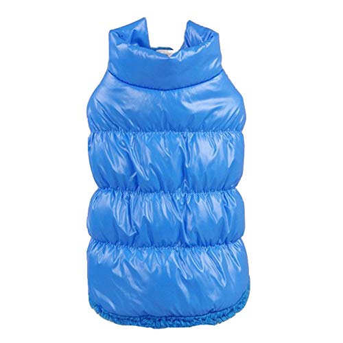 YAOTT Chaleco para Perros con Forro Polar, Chaqueta Impermeable de Plumas Abrigo de Invierno Cálido, Resistente al Viento, para Perritos Gatos, Mascotas, Yorkshire, Chihuahua Azul XXL