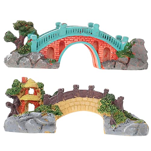 Yardwe Puente de jardín de hadas en miniatura, pecera, acuario, puente de arco de acuario, modelo de puente artificial para mesa de arena, pecera, acuario, paisajismo, decoración de color aleatorio