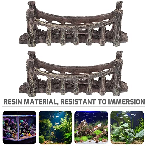 YARNOW 2 Unids Miniatura Hada Jardín Puente Figurines Mini Acuario Resina Puente Micro Paisaje Fish Tank Adorno En El Interior Aire Libre Accesorios Decorativos