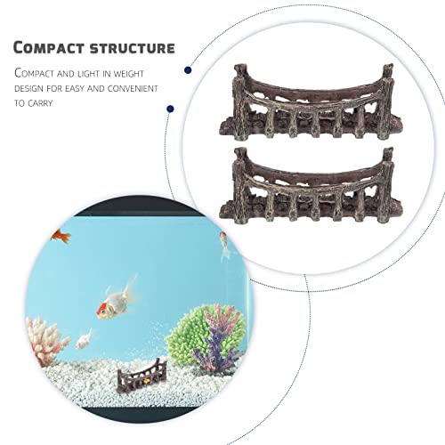 YARNOW 2 Unids Miniatura Hada Jardín Puente Figurines Mini Acuario Resina Puente Micro Paisaje Fish Tank Adorno En El Interior Aire Libre Accesorios Decorativos