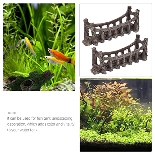 YARNOW 2 Unids Miniatura Hada Jardín Puente Figurines Mini Acuario Resina Puente Micro Paisaje Fish Tank Adorno En El Interior Aire Libre Accesorios Decorativos