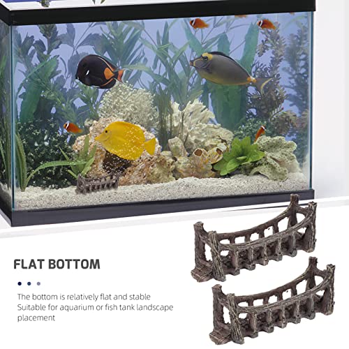 YARNOW 2 Unids Miniatura Hada Jardín Puente Figurines Mini Acuario Resina Puente Micro Paisaje Fish Tank Adorno En El Interior Aire Libre Accesorios Decorativos