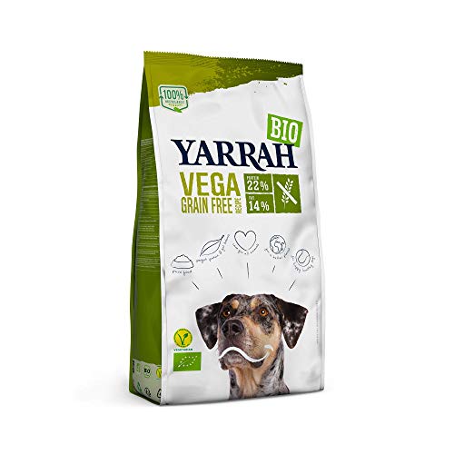 YARRAH Comida Seca orgánica para Perros Vega sin Trigo – Sabrosa Vegetariana con Frijoles de Soja orgánicos, Aceite de Coco, Lupa Blanca y Baobab – Apto para Todo Tipo de Perros Adultos – 10 kg