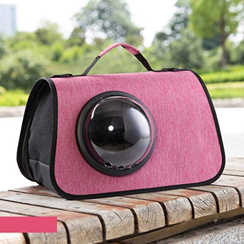 YCDJCS Mascotas Llevar Bolso con la Burbuja Ventana Comfort Manejar Grandes Espacio del Viaje del Gato Bolsa de Llevar Suministros saliente Mascota portátil (Color : Pink, Size : 40x26x26cm)