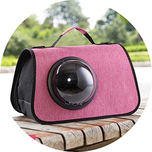 YCDJCS Mascotas Llevar Bolso con la Burbuja Ventana Comfort Manejar Grandes Espacio del Viaje del Gato Bolsa de Llevar Suministros saliente Mascota portátil (Color : Pink, Size : 40x26x26cm)