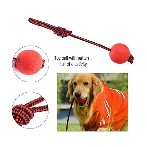 YeenGreen Juguetes para Morder para Perros, 3 Piezas Pelota de Entrenamiento Perro, Pelota de Goma para Perros / Mascotas con SOGA, Molar, Interactivos, Elasticidad, Diámetro de La Bola 7 cm, Rojo