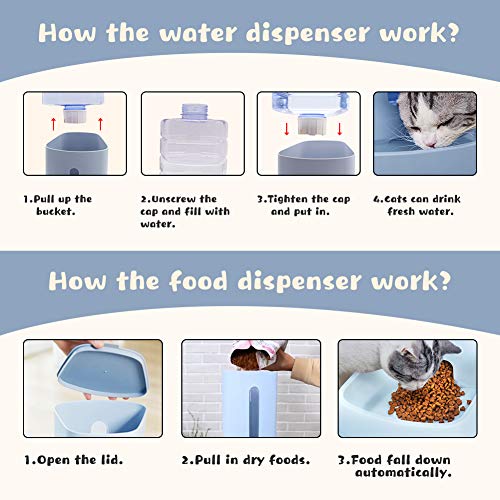 YGJT Dispensador Automático de Comida y Agua para Gatos y Perros 2 Piezas 3.8Lx2 Comederos y Bebedero para Alimentos Fuente Agua Alimentador Accesorios Mascotas (3.8Lx2)