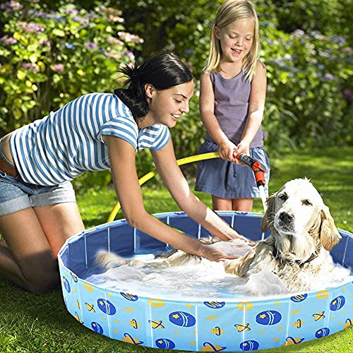 YGJT Piscina Perros y Gatos, Bañera Plegable Mascotas PVC Antideslizante, Piscina Desmontable para Niños, Ducha Exterior Interior para Perros,Gatos, Niños, Adultos, 120 * 30cm