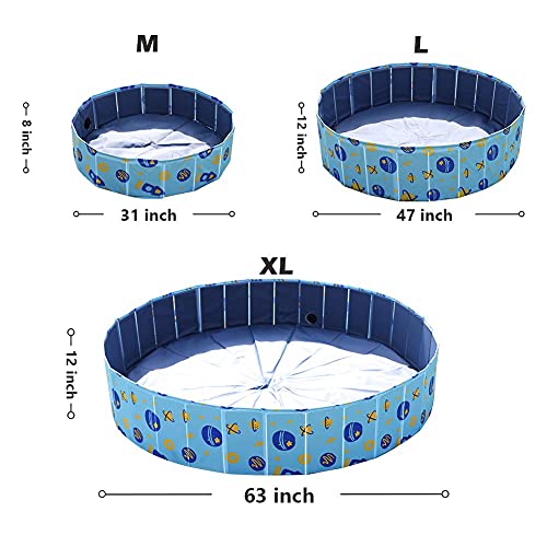 YGJT Piscina Perros y Gatos, Bañera Plegable Mascotas PVC Antideslizante, Piscina Desmontable para Niños, Ducha Exterior Interior para Perros,Gatos, Niños, Adultos, 160 * 30cm