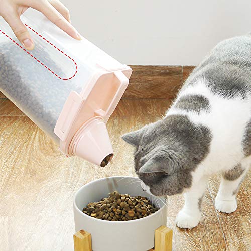 Yhtxa Contenedor hermético de almacenamiento de alimentos para animales con vaso medidor graduado, 4 hebillas de cierre para perros de 2,5 l, color rosa