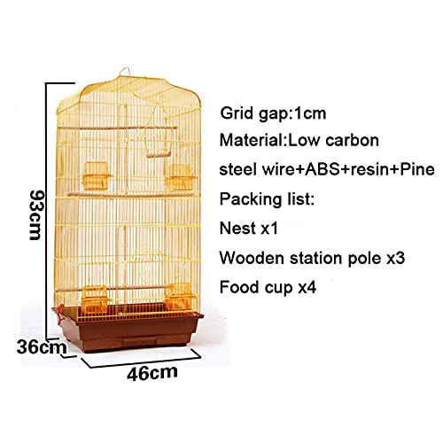 YIFEI2013-SHOP Jaula Pájaros Big Bird Jaulas para Loros Aves de Aves Alambre de Acero Birdcage Gran Casticidad Jaula Acero Conchas Colgantes Pájaros Tienda Nido Hoose Jaula